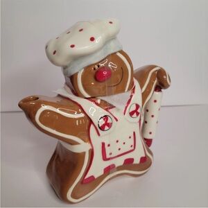 Gingerbread Man Blue Sky Clayworks Teapot Heather Goldminc Christmas
